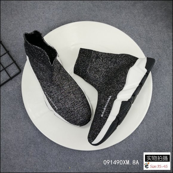 newBaleshijia elastic knitted socks shoes gray main image 4